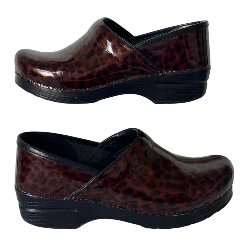 Dansko Professional Brown Tortoise Shell Leather Clogs Womens Sz 39/US 8.5-9 EUC - Picture 2 of 11